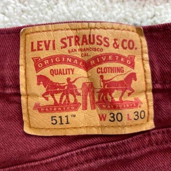 Men's Levi's 511 Classic Straight Leg Red  White Tab Premium Denim Jeans - Picture 8 of 10